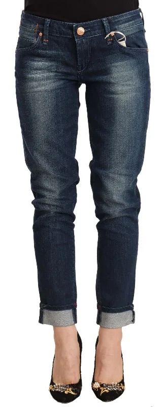 Acht  Washed Low Waist Skinny  Folded Hem Women's Jeans Trendy Cut-Off Denim Shorts