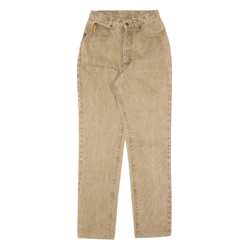 ARMANI Womens Jeans Beige Regular Mom W24 L30 Trendy Layered Pocket Jeans