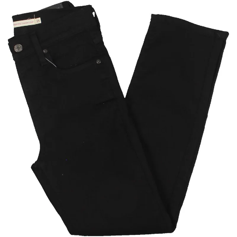 a Womens High-Rise Straight Leg Cropped Jeans Fashionable White Denim Jeans