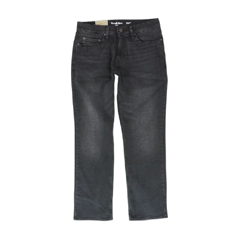 Black Solid Straight Jeans Stylish Acid-Wash Jeans