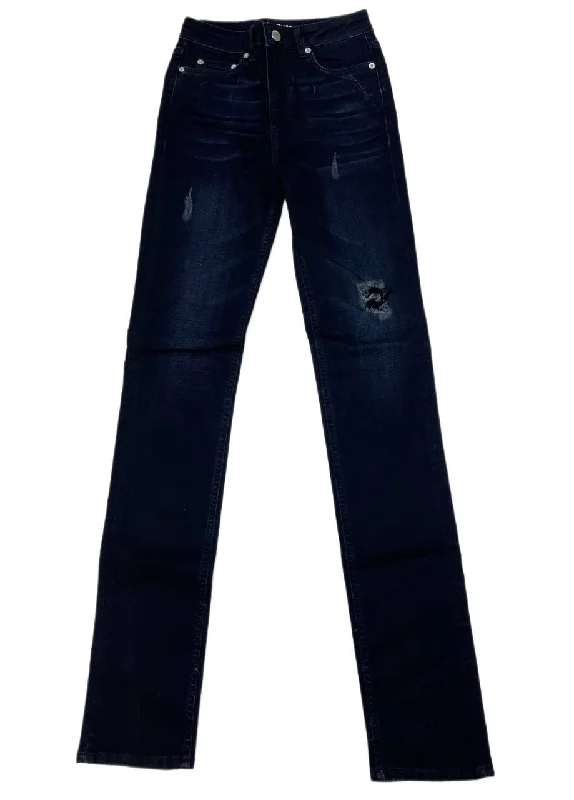 BLK DNM Women's Healy Blue High Waist Jeans 6 #WJ770101 Size 26/34 NWT Fashionable Raw Edge Jeans