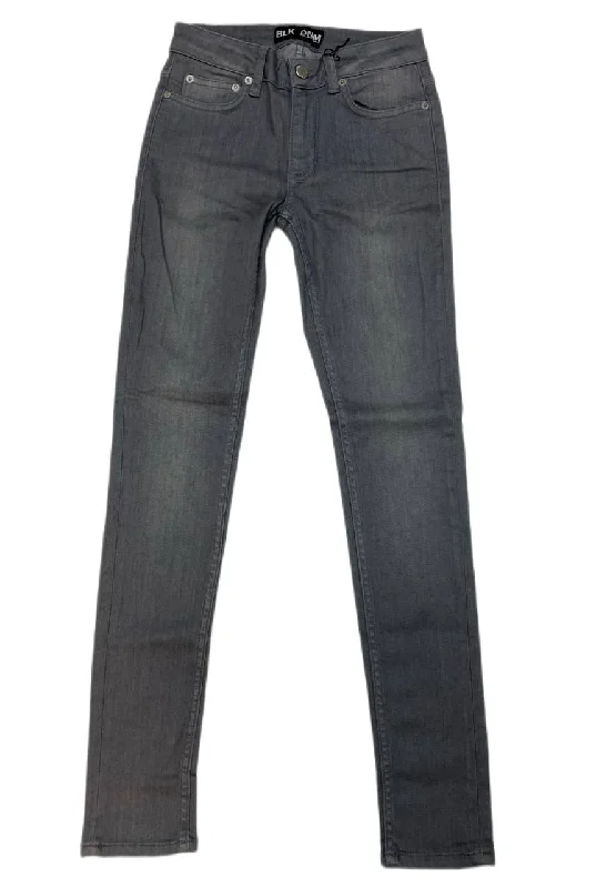 BLK DNM Women's Himrod Grey Slim Fit Jeans 26 #WJ800102 Size 26/30 NWT Stylish Shredded Denim Jeans