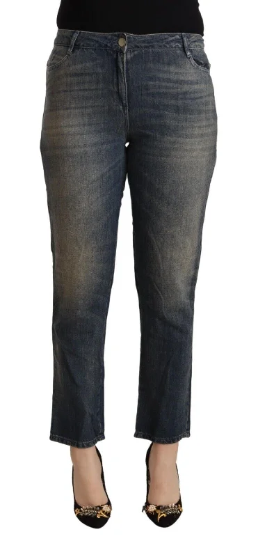 Chic Cropped Mid-waist Denim Jeans Classic Black Denim Jeans