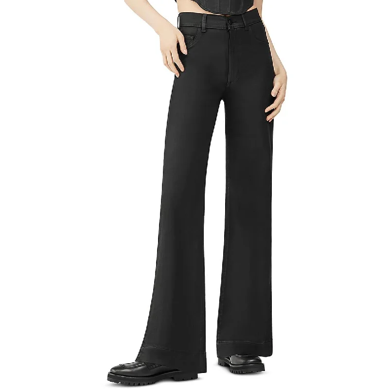 DL1961 Womens Hepburn Coated Denim Wide Leg Jeans Comfortable Boyfriend Jeans