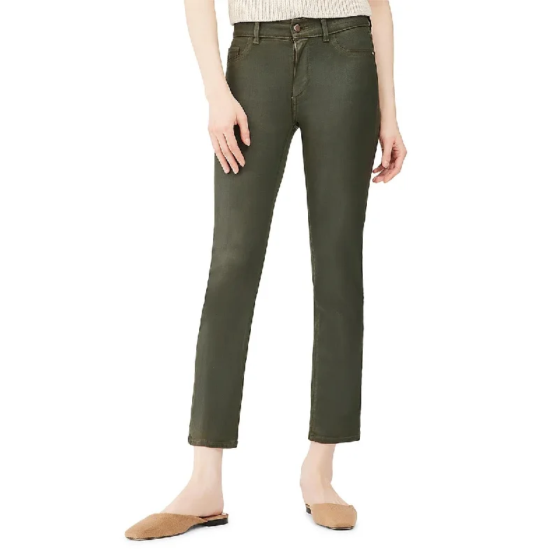 DL1961 Womens Mara Coated Denim Straight Leg Jeans Comfortable Distressed Straight-Leg Jeans