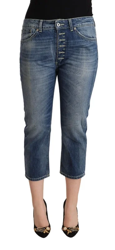Dondup  Washed Mid Waist Capri  Women's Jeans Chic Rolled Cuff Denim Jeans