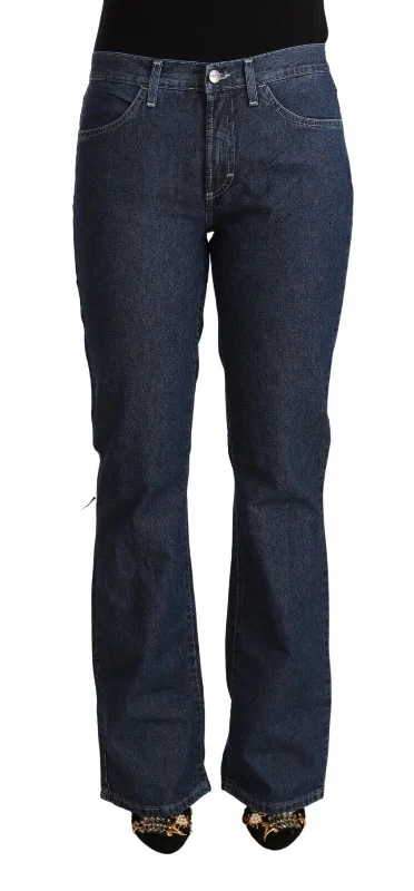 Elegant Flared Cotton Jeans Fashionable Straight Fit Denim