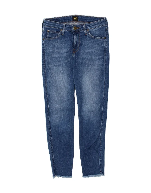 LEE Womens Scarlett Crop Skinny Jeans W28 L24 Blue Cotton Stylish High-Rise Mom Jeans