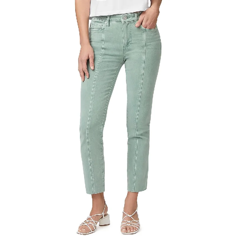 Paige Womens Cindy Raw Hem Denim Straight Leg Jeans Chic Double Waistband Jeans