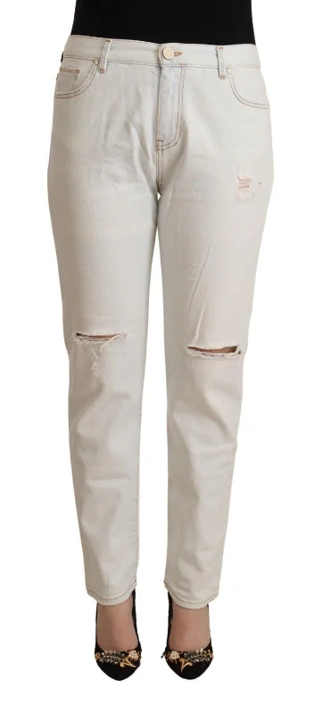 PINKO  Cotton Distressed Mid Waist Skinny blue Women's Jeans Comfortable Straight-Legged Denim