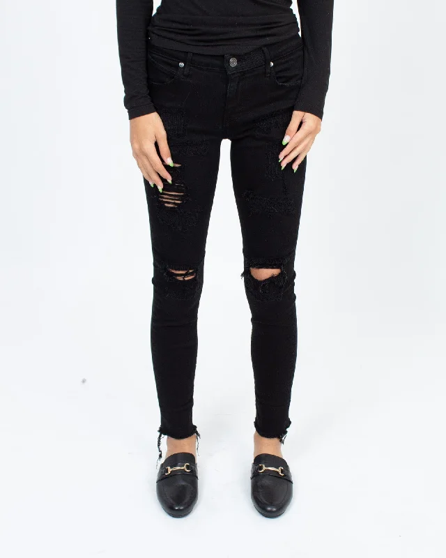 RtA Distressed Black Skinny Jeans Classic Black Denim Jeans