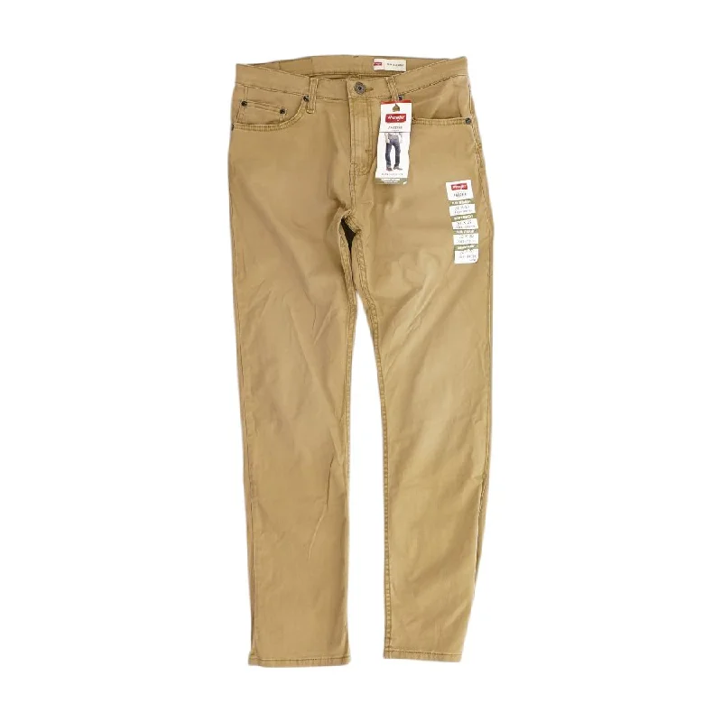Tan Solid Straight Jeans Trendy Wide-Legged High-Waist Jeans