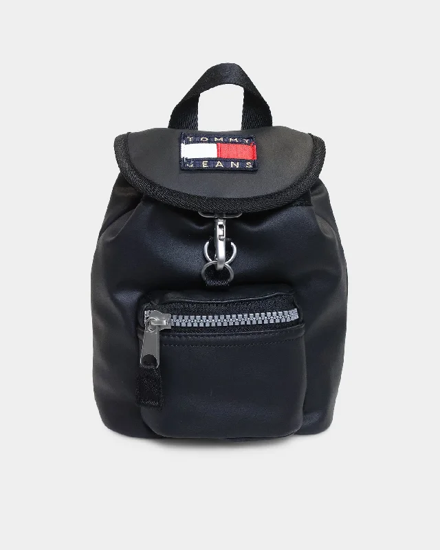Tommy Jeans Heritage Backpack Crossover Bag Black Comfortable Folded Hem Jeans