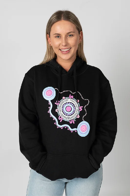 A Woman's Connection Black Premium Cotton Blend Unisex Hoodie Hoodie with Drawcord Adjustable Secure