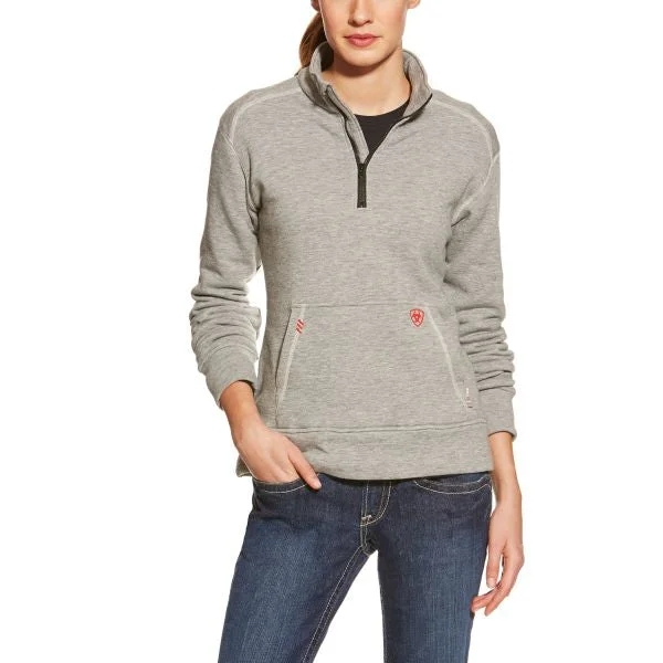 ARIAT FR WOMEN'S POLARTEC 1/4 ZIP FLEECE SWEATSHIRT Hoodie with Hem Contrast Bold Stylish