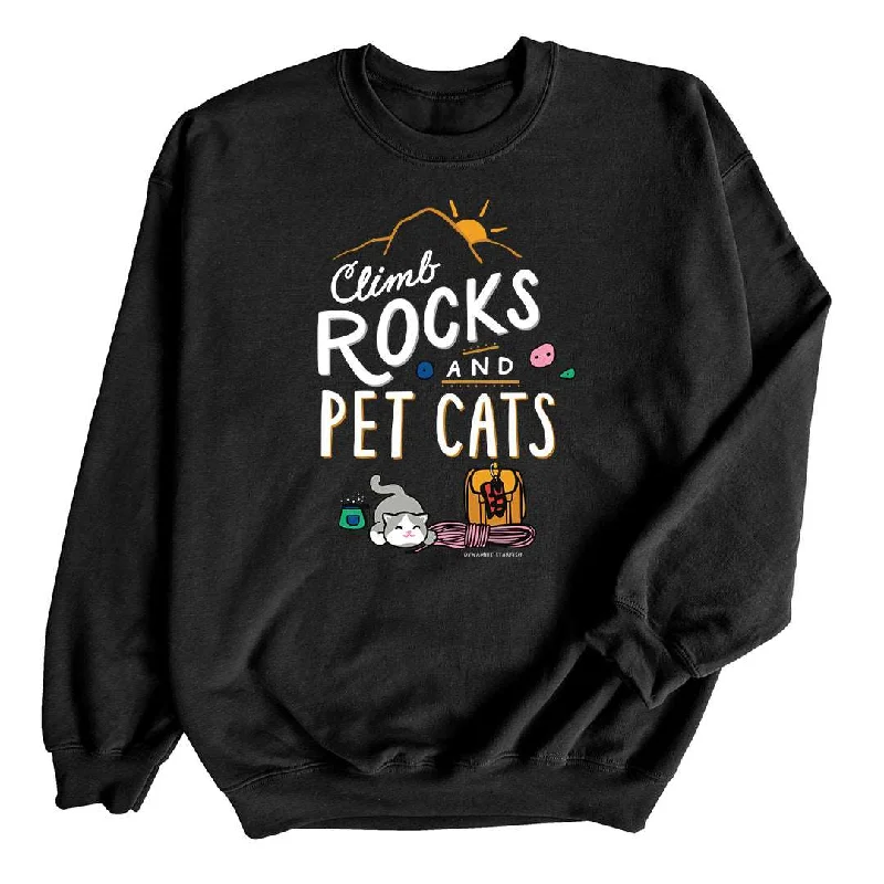 Climb Rocks and Pet Cats — Unisex Crewneck Sweatshirt Hoodie with Reflective Safety Nightwear