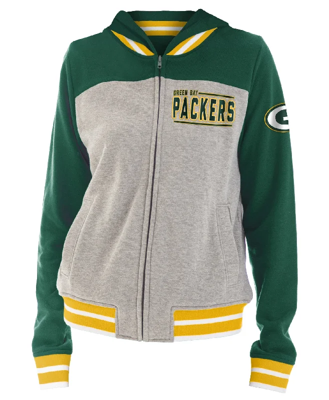 Green Bay Packers Opening Day Women's Fleece Zip Hoodie Hoodie with Slim Fit Tailored Modern