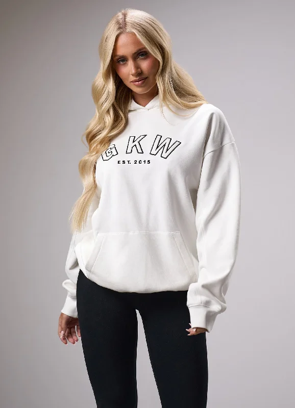 GKW Sports Luxe Hoodie - Cream Hoodie with Pattern Geometric Abstract