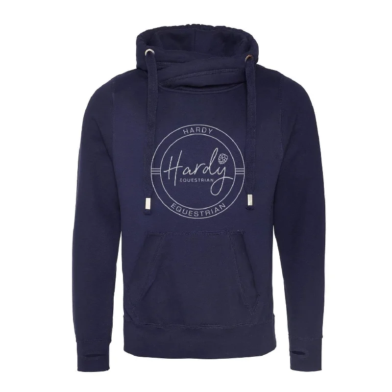 Hardy Equestrian Women's Cowl Neck Navy Hoodie Hoodie with Belted Waist Structured Tailored