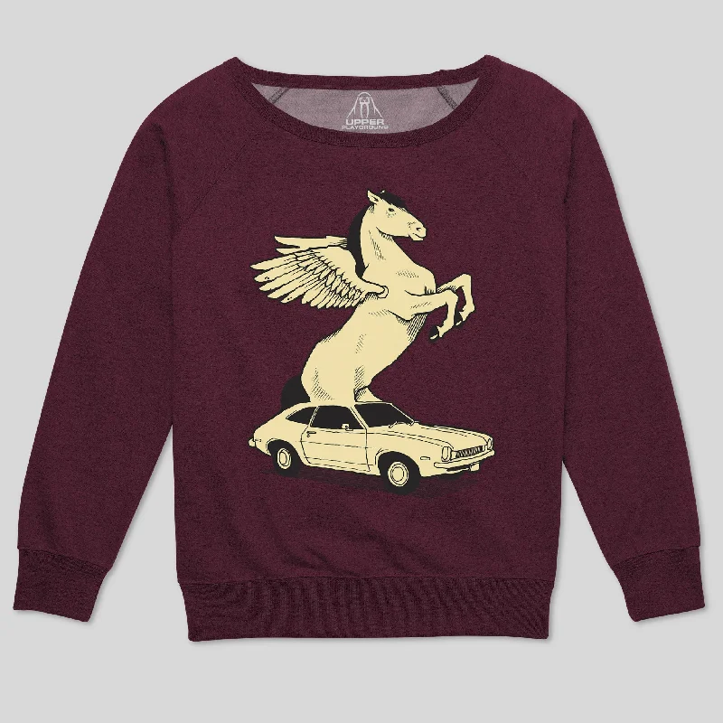 PONY POWER WOMEN'S SCOOP NECK SWEATSHIRT Hoodie with Emblem Brand Identity