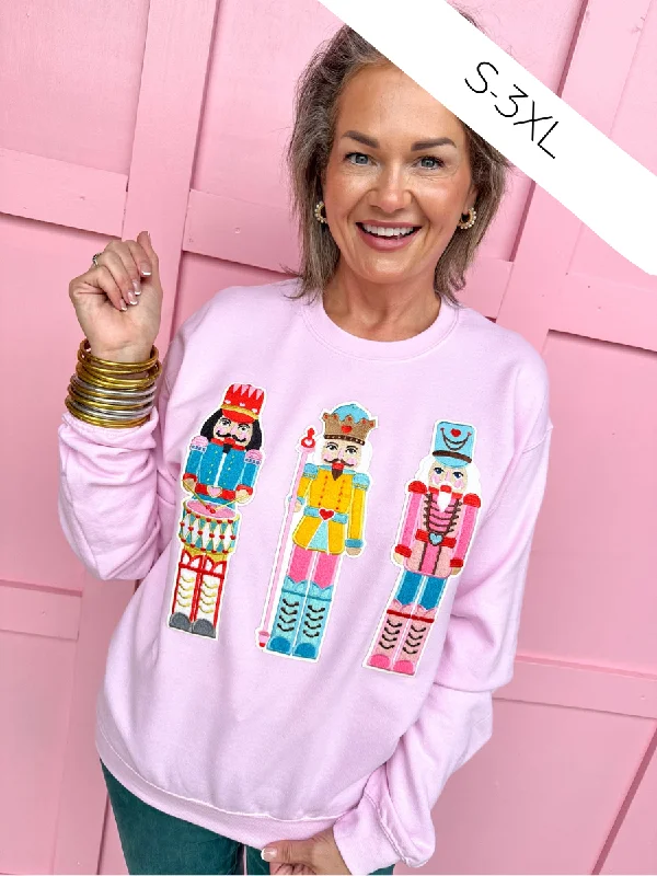 Light Pink Nutcracker Patch Sweatshirt Hoodie with Patch Decorative Personalized