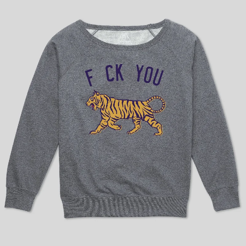 FU TIGER WOMEN'S SCOOP NECK SWEATSHIRT Hoodie with Zipper Versatile Modern