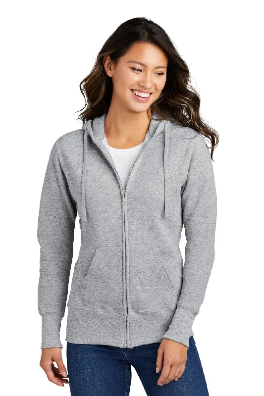 Port & Company Ladies Core Fleece Full-Zip Hooded Sweatshirt. LPC78ZH Zip Hoodie Drawstring Kangaroo Pocket
