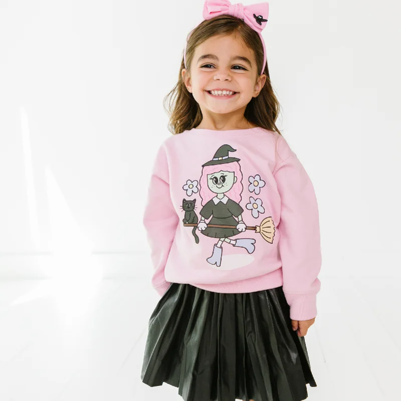 Whimsical Witch Sweatshirt Hoodie with Stripes Bold Sporty