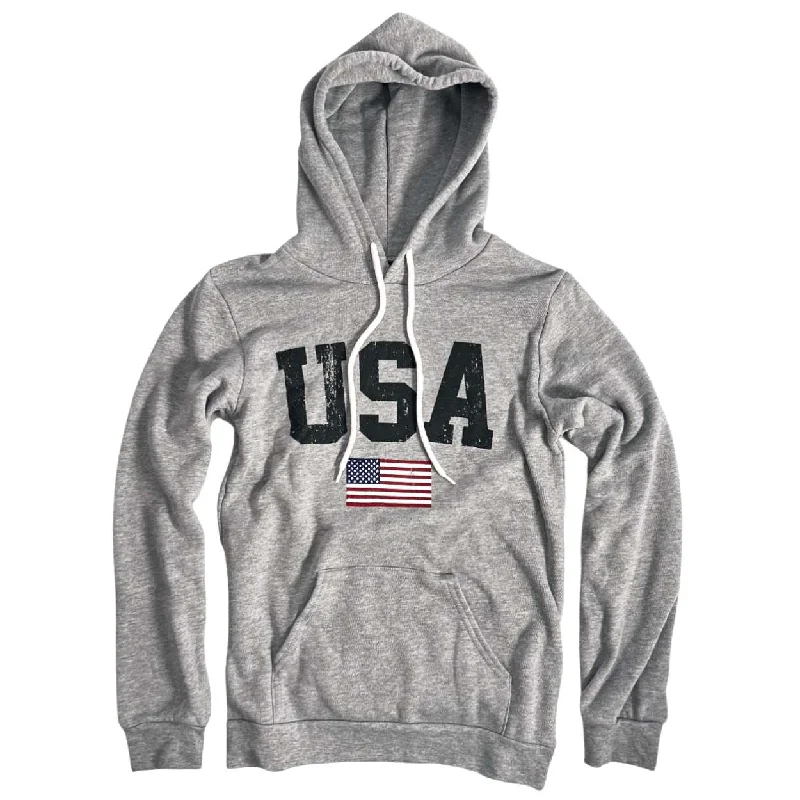 Women's Block USA American Flag Pullover Hooded Sweatshirt Hoodie with Patch Decorative Personalized