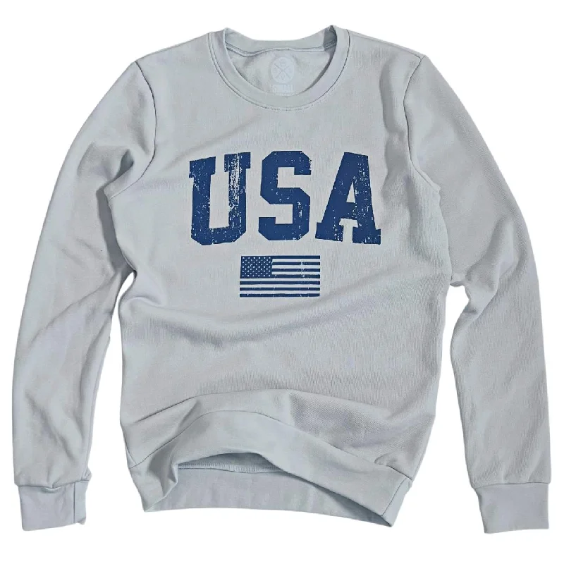 Women's USA Patriotic Crewneck Sweatshirt Hoodie with Velcro Closure Adjustable Secure