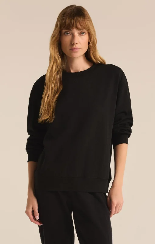 Z-Supply Classic Boyfriend Fleece Sweatshirt - BLACK Oversized Hoodie Comfort Casual