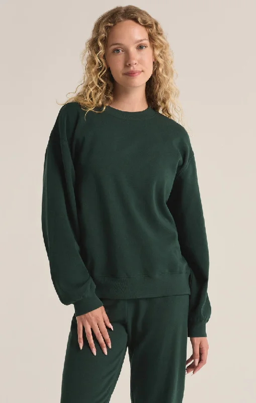 Z-Supply Classic Boyfriend Fleece Sweatshirt - CYPRUS GREEN Hoodie with Pastel Soft Subtle